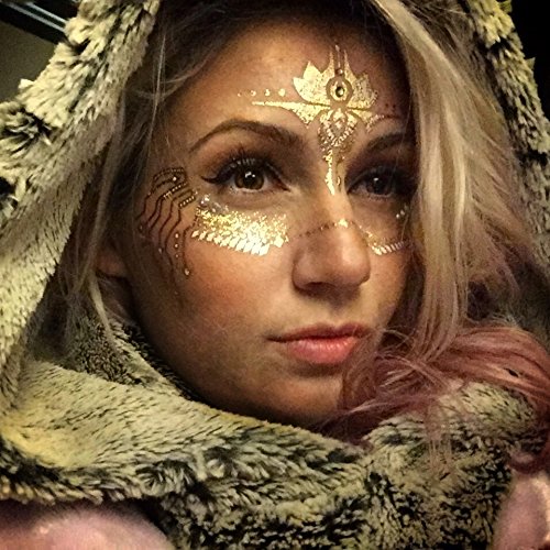 image for Gold Temporary Tattoos by Golden Ratio Tats, Festival Face Paint, Gold