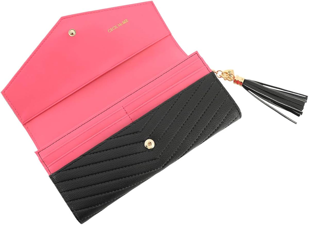 Amazon セシルマクビー 長財布 V字型押し レディース 10 ブラック Cecil Mcbee セシルマクビー 財布