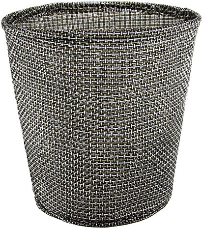 Waste Paper Basket - Jacone Textilene Woven Fabric Waste Basket Foldable Round Trash Can for Bedroom, Nursery, Bathroom or Office
