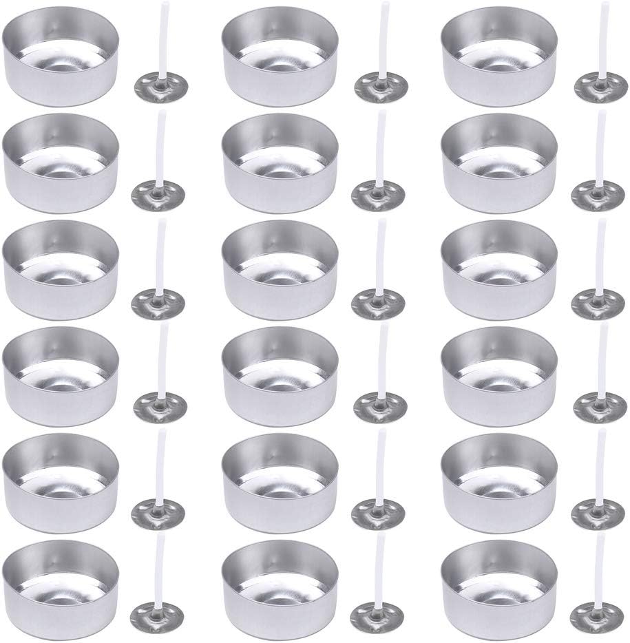 SUMAJU 100 Pcs Aluminum Tea Lights Cups, Metal Tea Light Tins with 100 Pcs Candle