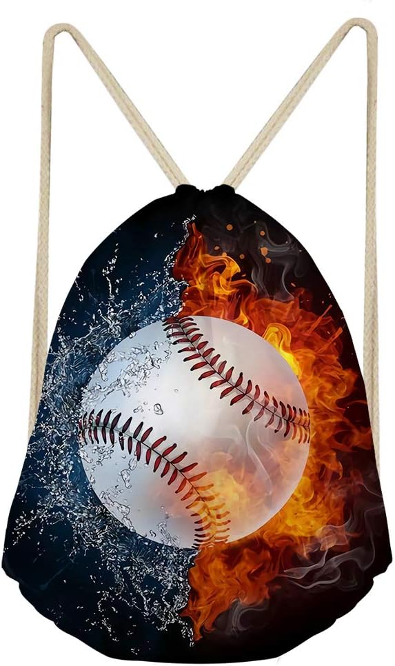 FKELYI Sport Style Drawstring Bags Baseball Pattern Beach Pouch for Men Gymbag Shoes Bag Storage Women Daypack