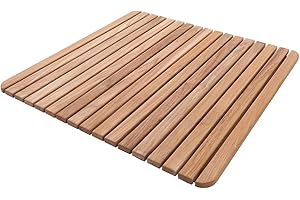 NORDIC STYLE TEAK Nordic Style Premium Teak Shower and Bath Mat for Indoor and Outdoor Use - Non-Slip Wooden Platform for Spa, Sauna, Pool, Hot Tub - Flooring Decor and Protector (24" x 24", Natural Finish)