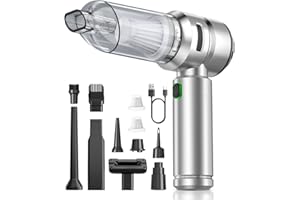 VNOST Car Vacuum,3 Suction Modes,Portable Mini Cordless Cleaner with 24000pa Suction Power,Type-C Charge,Handheld Vacuum for Home,Car, Office Desk, Keyboards(Light Silver)