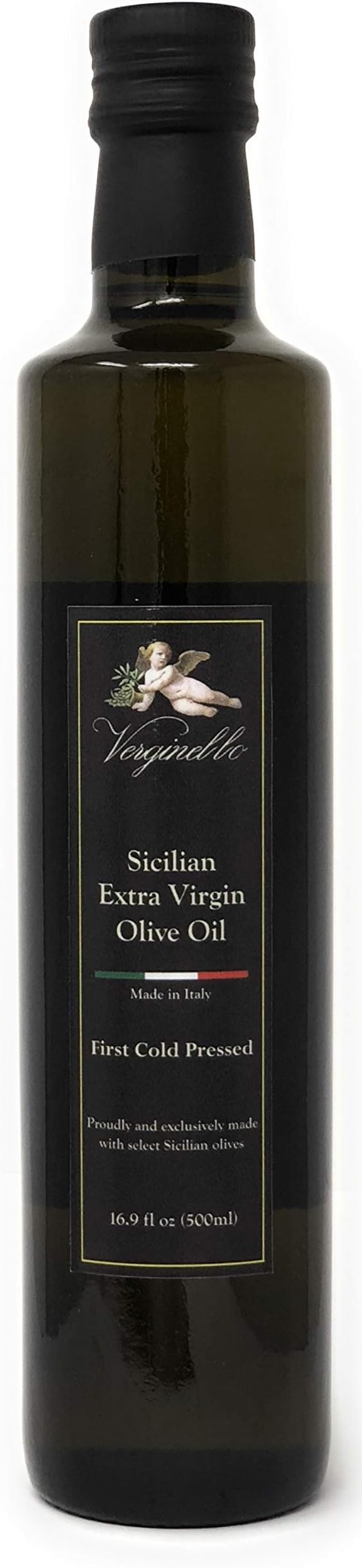 Verginello First Cold Pressed Premium Extra Virgin Olive Oil from Sicily (LG 16.9 fl oz)