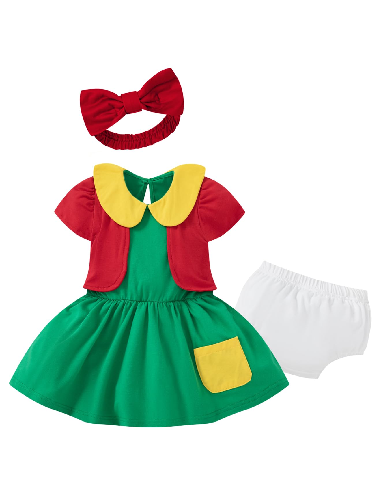Photo 1 of Fairy Sassy Baby Toddler Girl Dress with Bloomer Short Halloween Movie Costume with Diaper Cover (Green,3-6 Months)