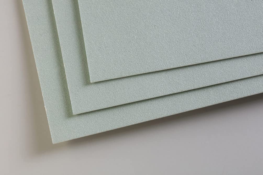 Clairefontaine 696157C - One Pastelmat Paper Pack - 5 Sheets Special Card for Dry Pastels - Dimensions: A3 29.7x42 cm 360g - Light Green - Ideal for Pastels