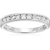 VIR JEWELS 3/4 carat (ctw) Diamond Wedding Anniversary Band for Women, Half Eternity Round Diamond Engagement Ring 14K White Gold Channel Set 0.75 cttw, Size 4.5-10