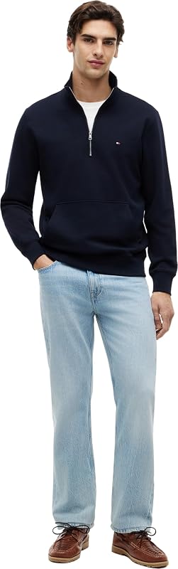 Herren Sweatshirt mit Reißverschluss Essential Terry New mit Stehkragen, Blau (Desert Sky), M