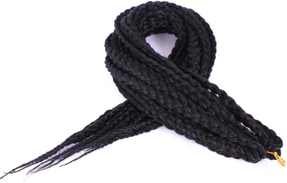 Furice 30 Inch Box Braids Crochet Hair Extensions Natural Black Crochet Braids Synthetic Box Braid Hair 22 Roots 120g/Piece (30 inch, 1b)