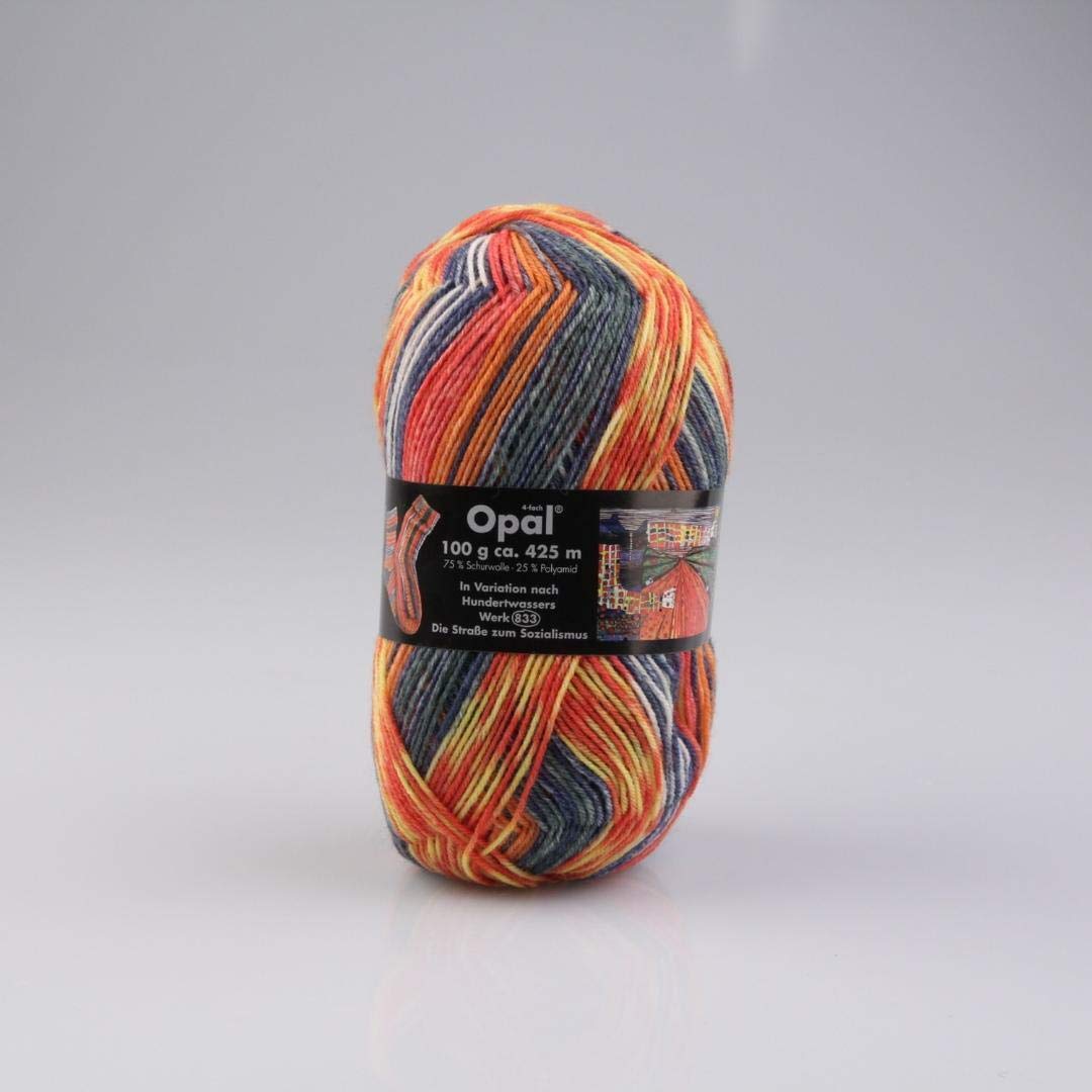 Opal Hundertwasser (425m) 4-Ply Yarn - Wool-Blend, for Knitting Warm Socks with a Unique Colour Patterns, 1430, 1 x 100g