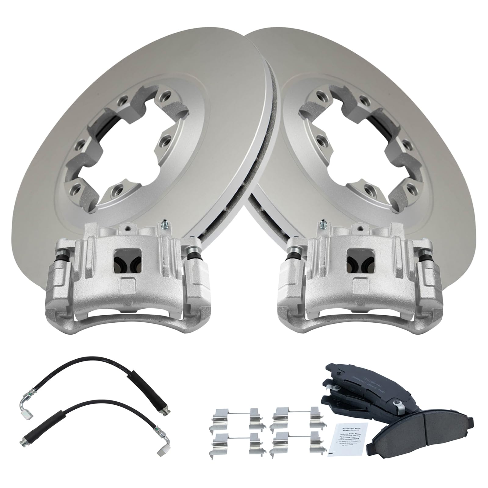 TRQ Front Brake Pad and Rotor Set Ceramic Coated Rotors Calipers Compatible with 2004-2008 Chevrolet Colorado Canyon 2007-2008 i-290 2007-2008 i-370 Image