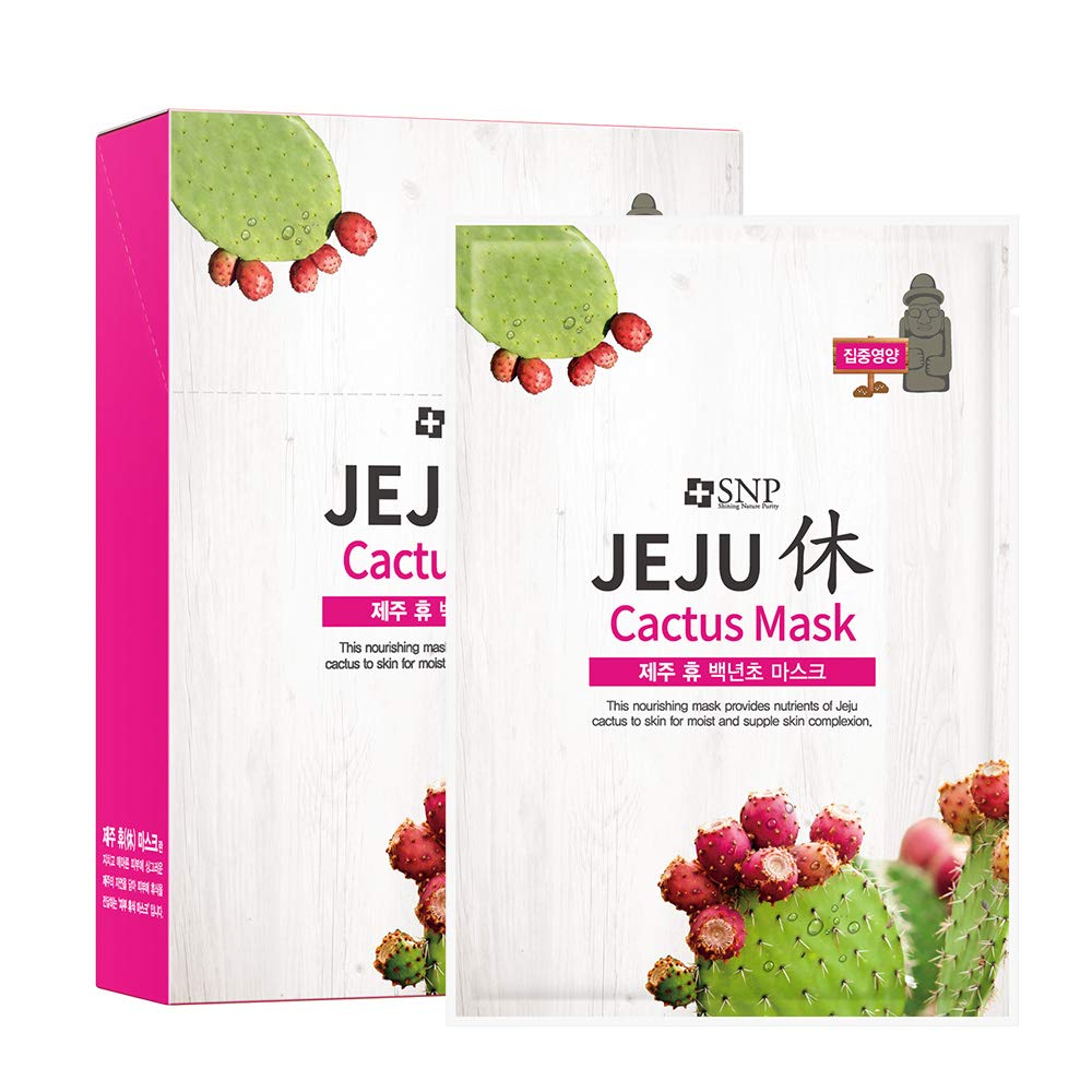Snp Jeju Rest Cactus Nourishing Korean Face Sheet Mask 10 Sheet Pack - 