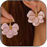 Pink Flower Earrings for Women Floral Petal Earrings Hot Pink Flower Earrings Jewelry
