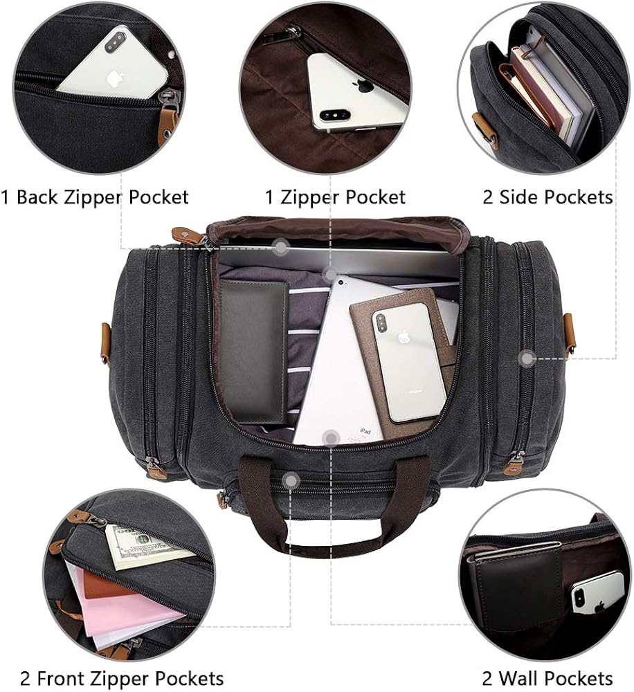  | Plambag Canvas Duffle Bag for Travel 50L/60L Duffel Overnight Weekender Bag | Travel Duffels