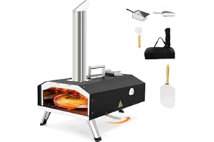 Nichro Outdoor Pizza Oven, 12 Inch Wood Fired Pizza Ovens with Rotating Stone, Pizza Ovens for Outside, Portable Wood Pellet Burning Pizza Oven with Carry Bag for Outside Backyard Camping
