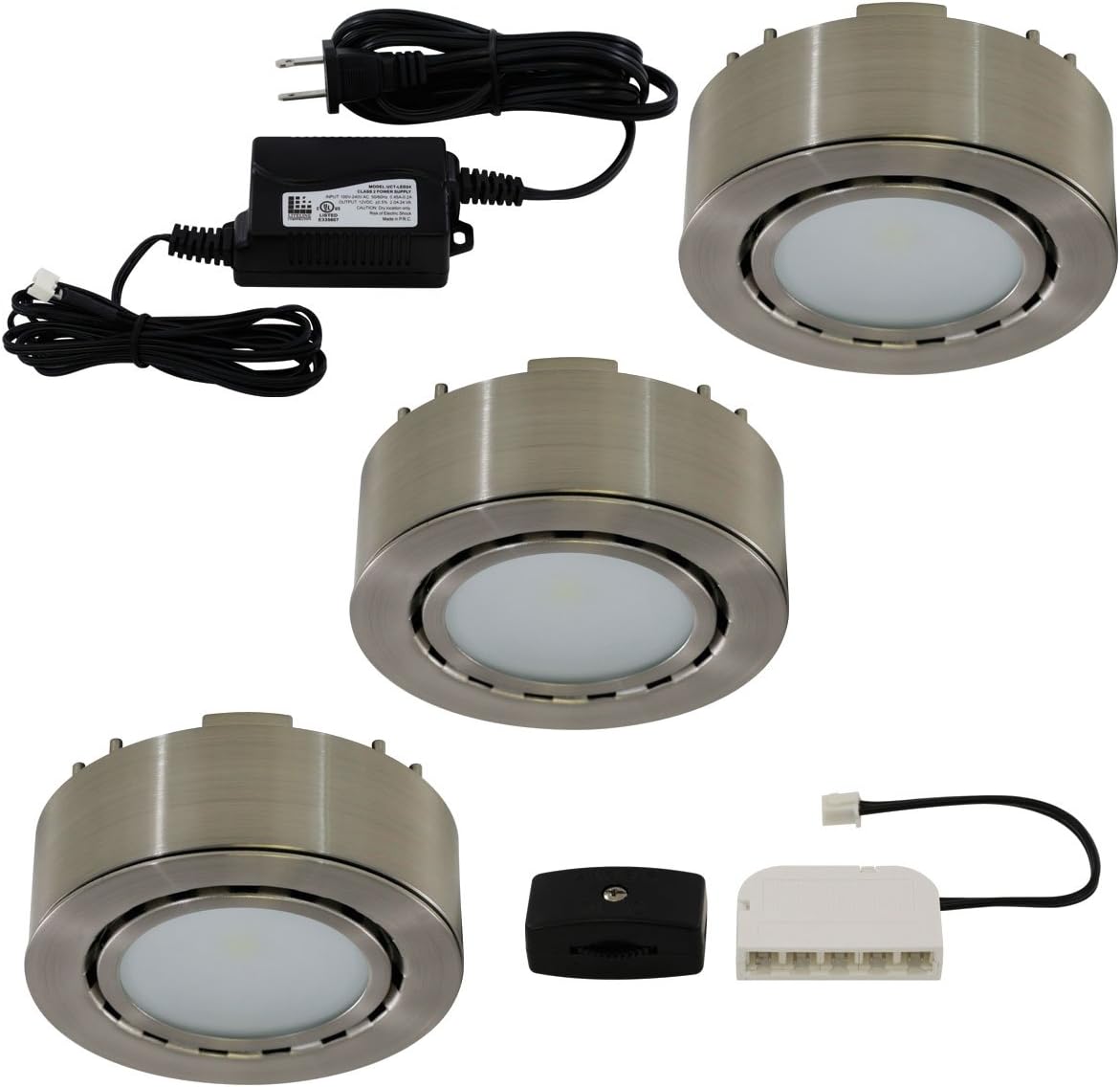Liteline UCP-LED3-MN LED Three-Light Puck Kit, 12V, Matte Nickel