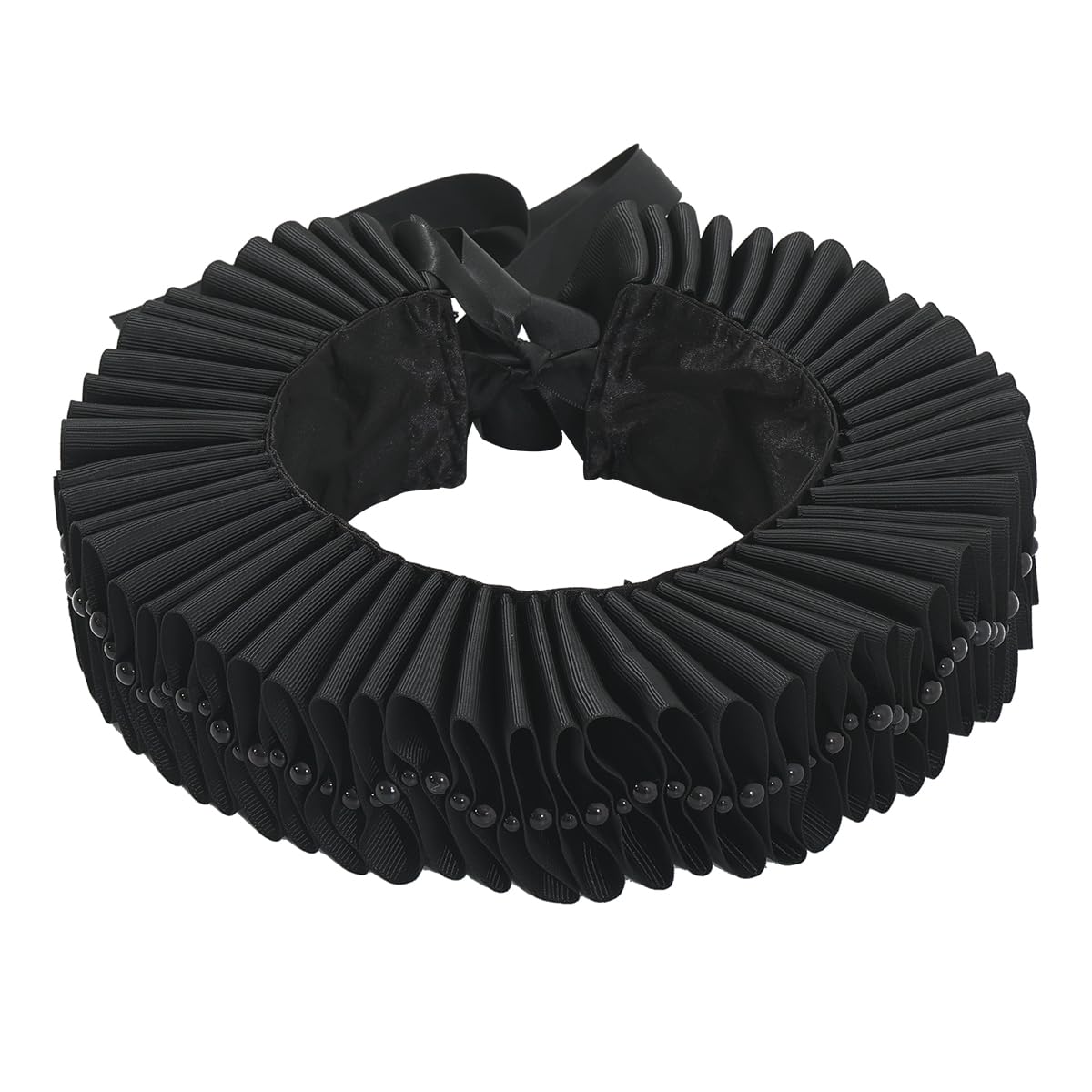 BPURB Renaissance Elisabethan Ruff Collar Neck Ruffle Collar Clown Collars, Black, One Size — image 1