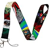 Pinstant Mexico Mexican National Flag Eagle Snake Colors Green White Red 17.7" Neck Lanyard Keychain Holder ID Badge Mobile Phone Pin Strap