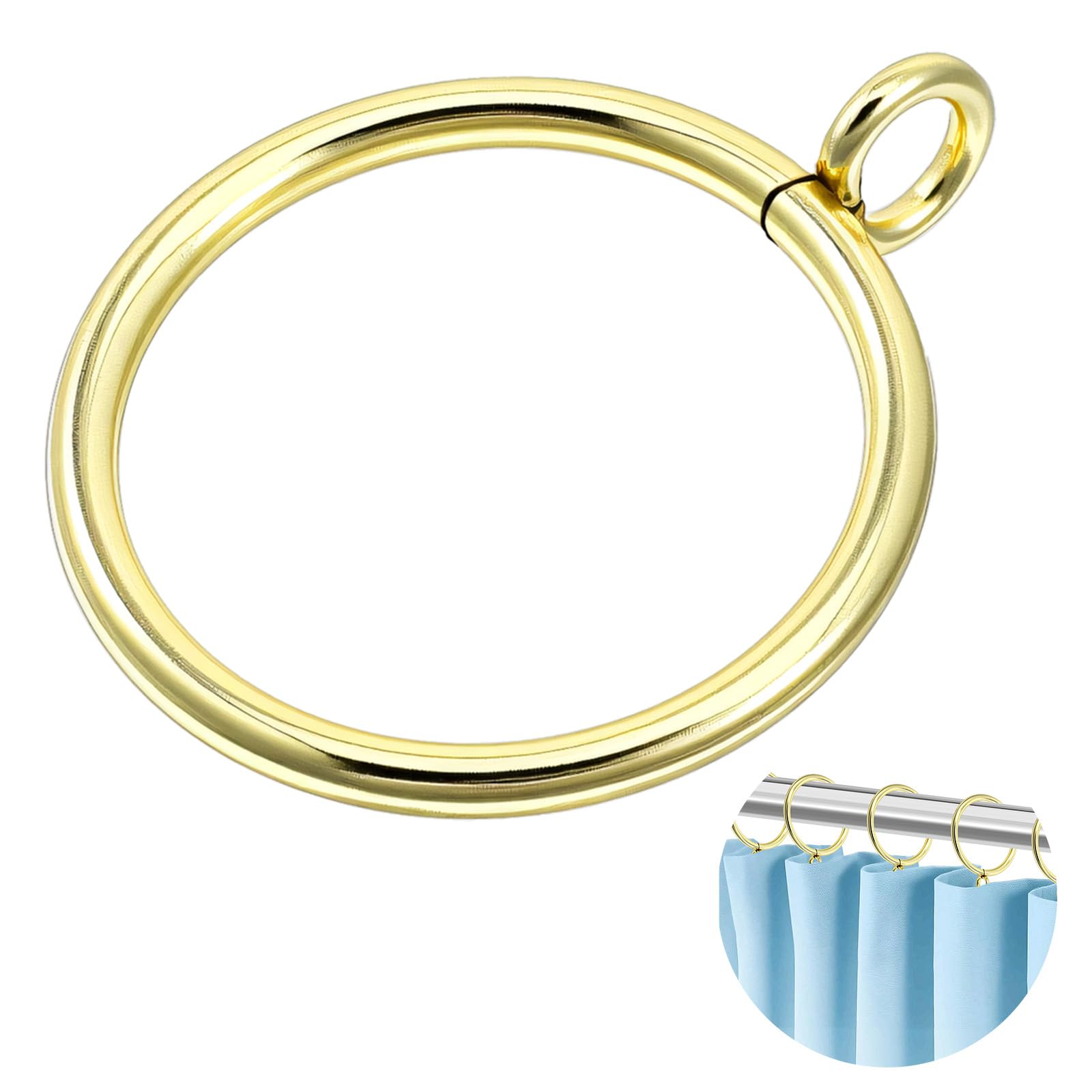 Photo 1 of 100 Pack Gold Curtain Rings with Eyelets, Inner 1.5" Metal Curtain Rings Gold for Drapery Rods, Fits Up to 1.25 Inch Rods