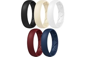 Egnaro Women's Silicone Anniversary Rings, Inner Arc Ergonomic Breathable Design with half sizes, Rubber Wedding Bands，5.5mm Wide-2mm Thick