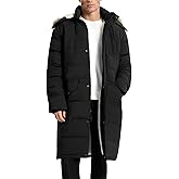 Wyeysyt Men's Long Puffer Jacket Winter Fleece Coats Warm Hooded Water Resistant Puffy Thicken Jacket