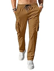 PLEPAN Men's Casual Cargo Pants Drawstring Hiking