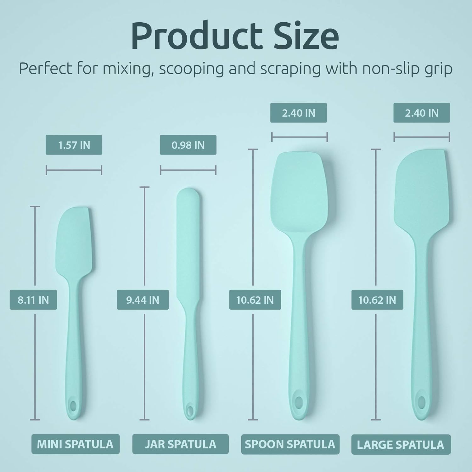 U-Taste Silicone Spatula Set with 600 Degrees Fahrenheit Heat Resistant (Teal/Aqua Sky): Kitchen & Dining