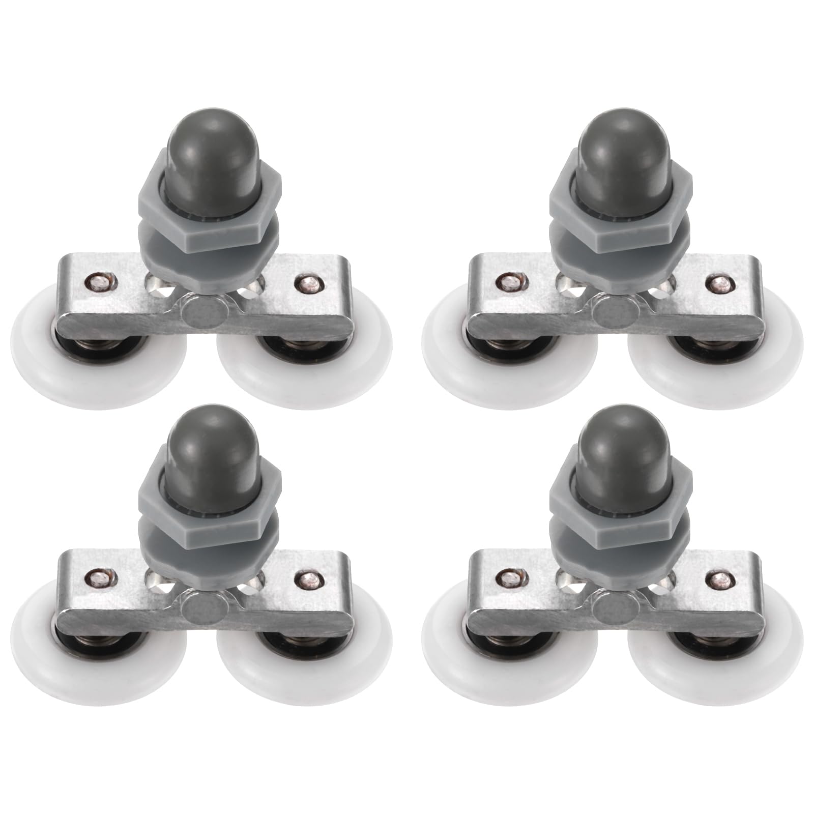 PATIKIL Shower Door Rollers 27mm/1.1", 4 Pack Bathroom Glass Door Runner Replacement Part Sliding Shower Door Wheels for Curved Glass Doors 4-6mm, Glass Hole 10-14mm, White