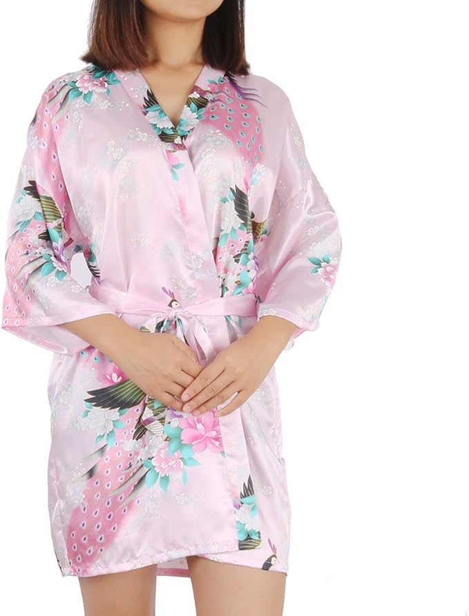 Amazon.com: uxcell Womens Satin Robe, Mid-Length Lightweight Dressing Gown - Classic Colors and 