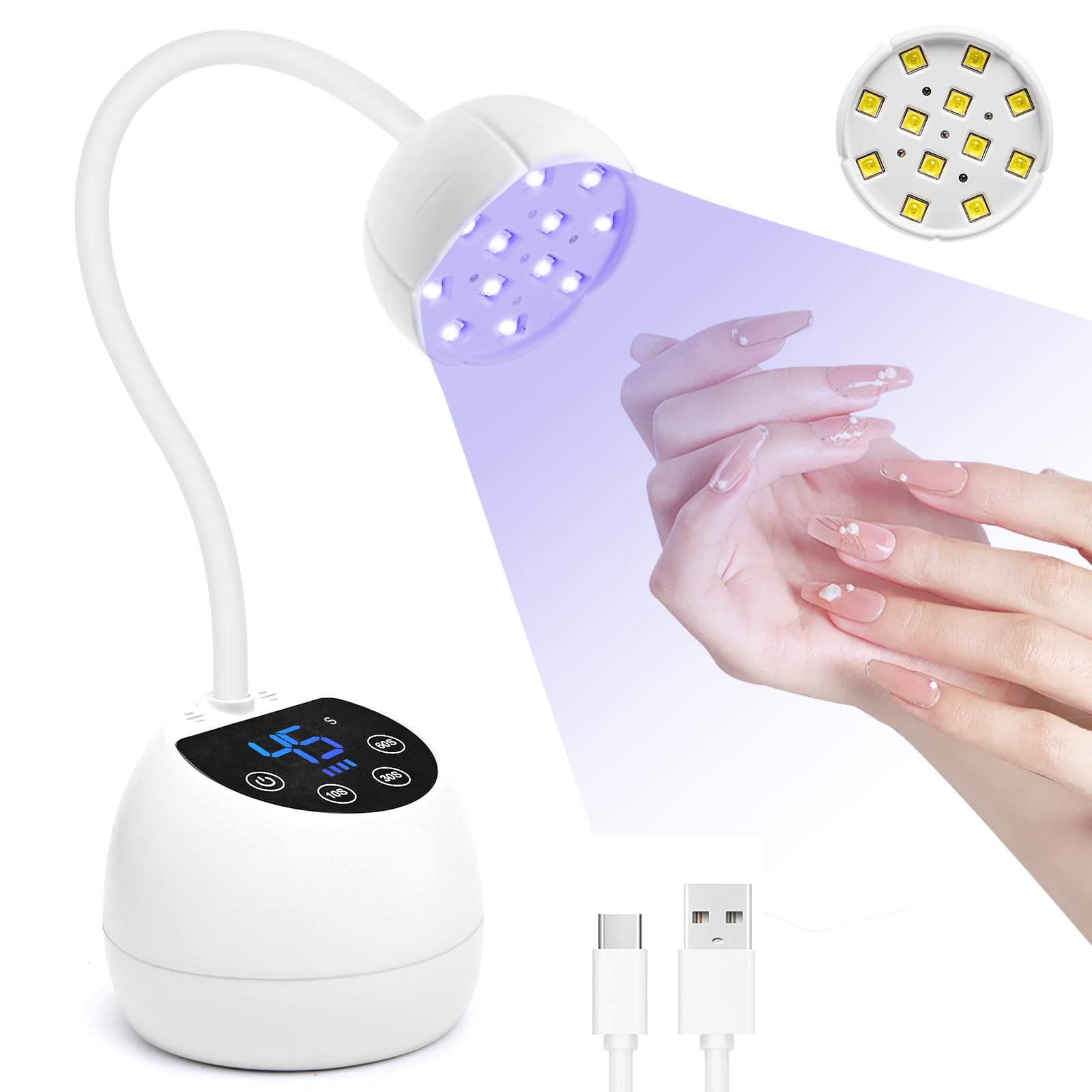 CGBE UV Nail Lamp with Smart Sensor and LCD Display, 12 Beads UV Light ...