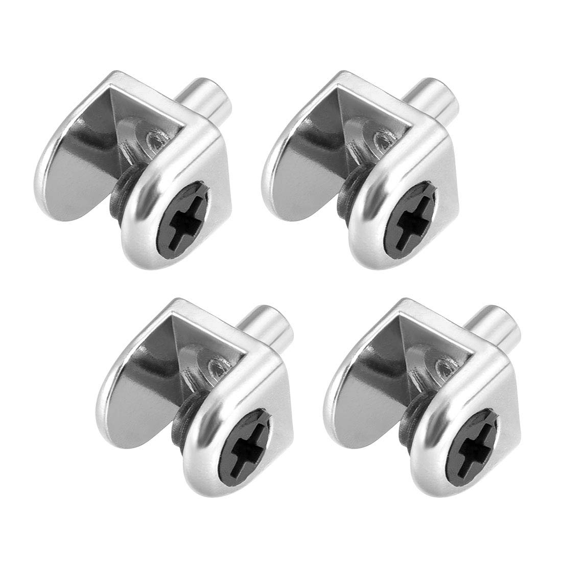 Sourcingmap Glass Shelf Brackets, 4pcs Zinc Alloy Glass Shelf Clamp Pegs Support Clip Shaft Mount for 5-8mm Thick