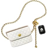 BEMYLV Leather Chain Belt Bag for Women White Crossbody Waist Purse Fanny Pack Fashion Evening Clutch Handbag Detachable