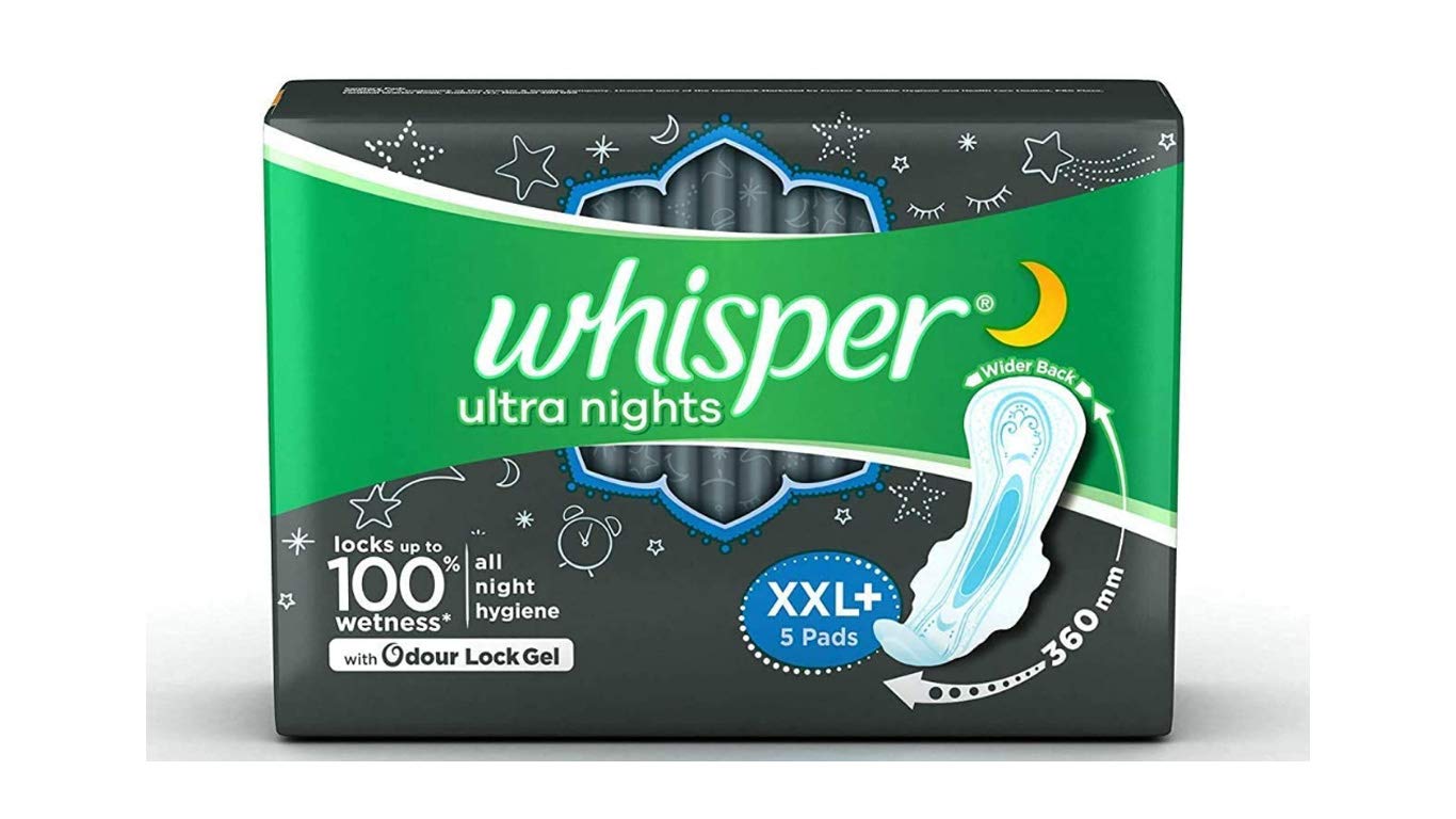 Whisper Ultra Nights Sanitary Pads with Wings - 5 Pieces (XXL Plus)