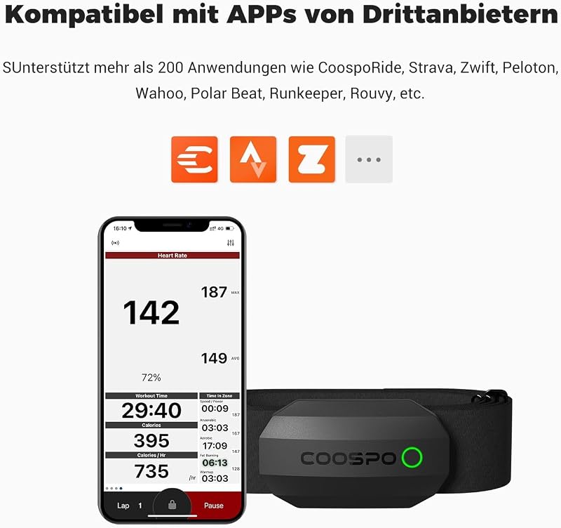 H808S Brustgurt Pulsmesser ANT+/Bluetooth, Premium Herzfrequenzmesser Pulsgurt Sensor HRM-Messung Pulsgurt IP67 Wasserdichter, Kompatibel mit Polar, Elite HRV, Wahoo, Garmin, Strava