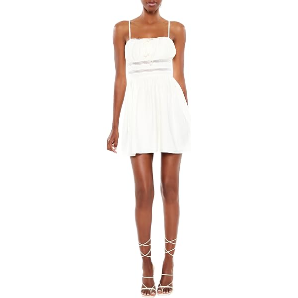 Amazon.com: Forever 21 Lace-Up Sweetheart Mini Dress White Small :  Clothing, Shoes & Jewelry