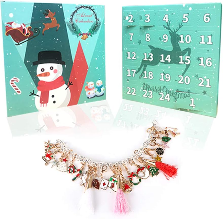 Party club Jewelry Advent Calendar 2019 Girl, DIY Charm Bracelet Christmas Countdown Calendar for Kids Woman Early Christmas Gift
