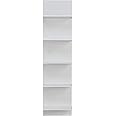 Danya B. Narrow Decorative Wall Mount Vertical Shelving Unit – Modern Column with 5 Shelves Home or Office for Books, Décor Display (White)