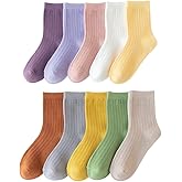 Toptim Kids Girl Crew Socks Colorful Lightweight Cotton Casual Sock