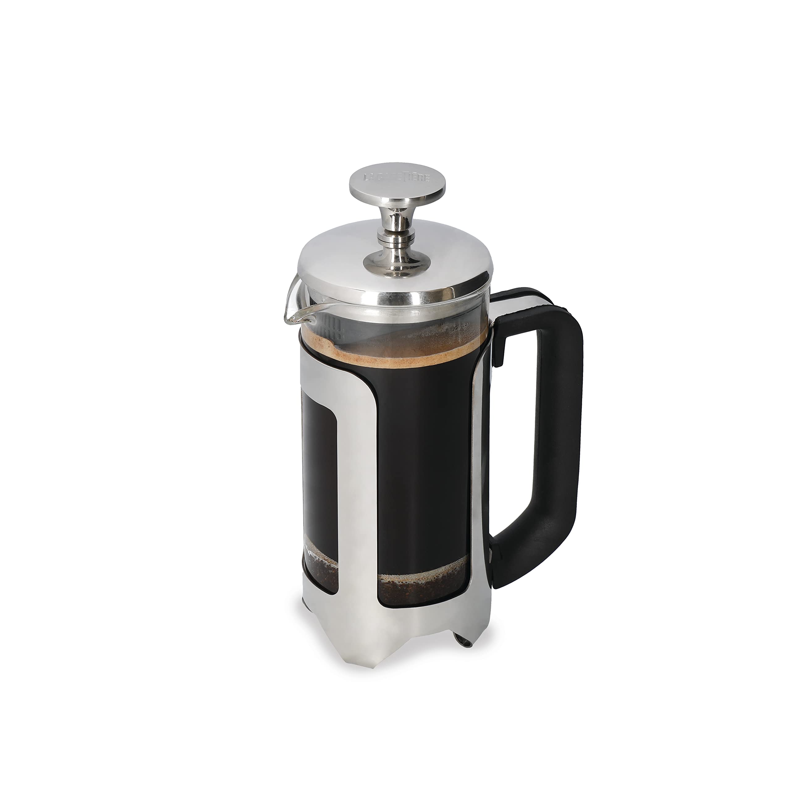 La Cafetière Roma 3 Cup Cafetière, Stainless Steel French Press Coffee Maker, 350ml Heat Resistant Cafetière with Fine-Mesh Filter, Ideal for Loose Tea and Ground Coffee, Dishwasher Safe