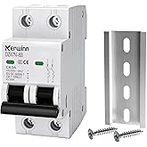 KERWINN Miniature Circuit Breaker 2 Pole 63A (MCB),120V/240V 50/60Hz AC DIN Rail Mount Breaker, Compatible with Grid-Tied Solar Systems, RV & Home Circuits(C63A)