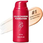 Fidyn Smoochie Color Changing Foundation: Korean foundation for Mature Skin | Smoochie Korean Foundation Self Adjusting Liquid Foundation for Light to Medium Skin Tones, Lightweight Hydrating Face Makeup