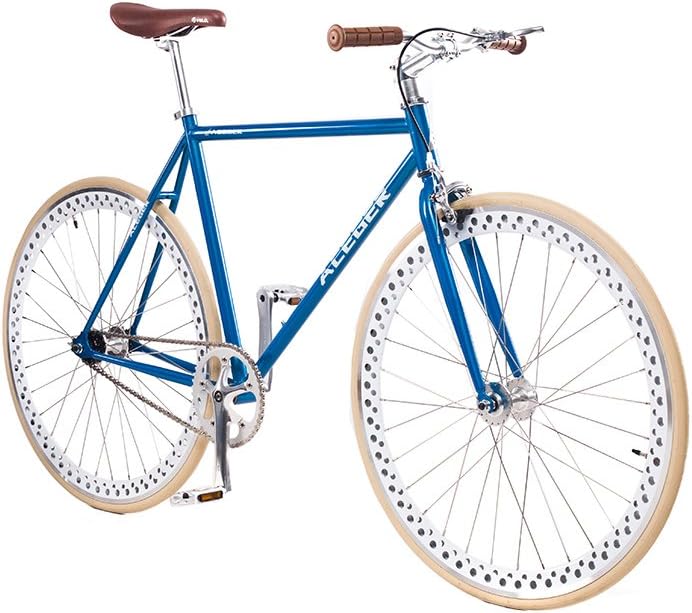ACEGER Single Speed Fixed Gear Urban Commuter Bike with Hollowed Rim(Blue, 50cm)