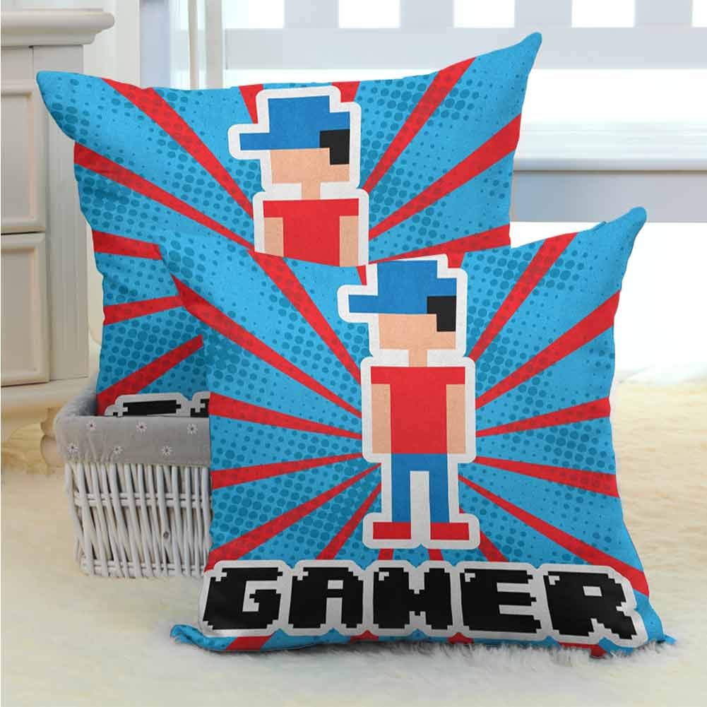 Mannwarehouse Video Games Throw Pillow Cushion Cover Durable Decorative Bedding Gift for Bedroom Living Room Sofa Home Decor 2PCS Vermilion Blue White Black -