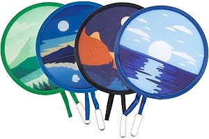Hagsfire 4 Pcs Round Foldable Hand Fans, 4 Styles Handheld Fans Cooling Foldable, Round Japanese Folding Fans Handheld for Indoor Outdoor Travel, Events, Festival, Party Decoration (Scenery)