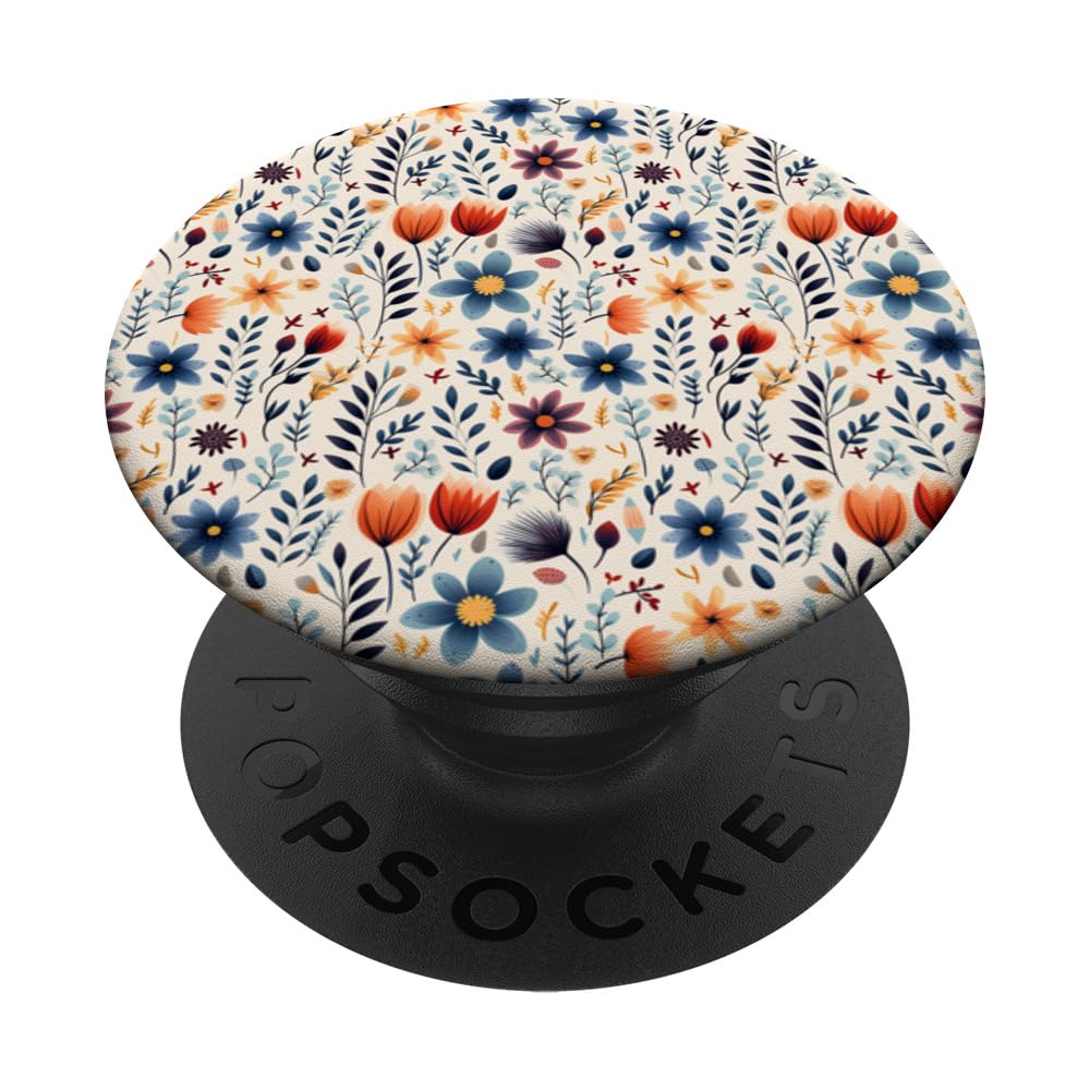 Floral Pattern Flowers Leaves Design For Men Women PopSockets Swappable PopGrip