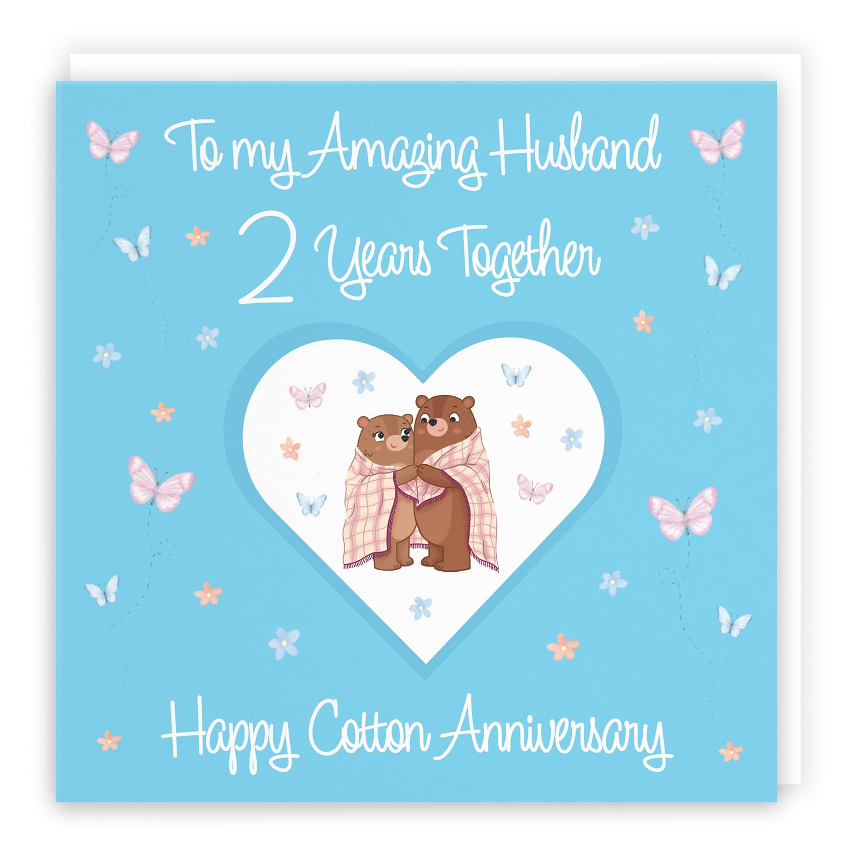 Hunts England - Husband 2nd Anniversary Card - 2 Years - Cotton Anniversary - Romantic Meadows - Fun Card - Second Anniversary Card For Husband — image 1