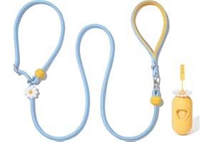 VETRESKA No-Pull Slip Lead with Poop Bag Dispenser | Lightweight Adjustable Dog Lead & Collar (125g) | 360° Tangle-Free Swive