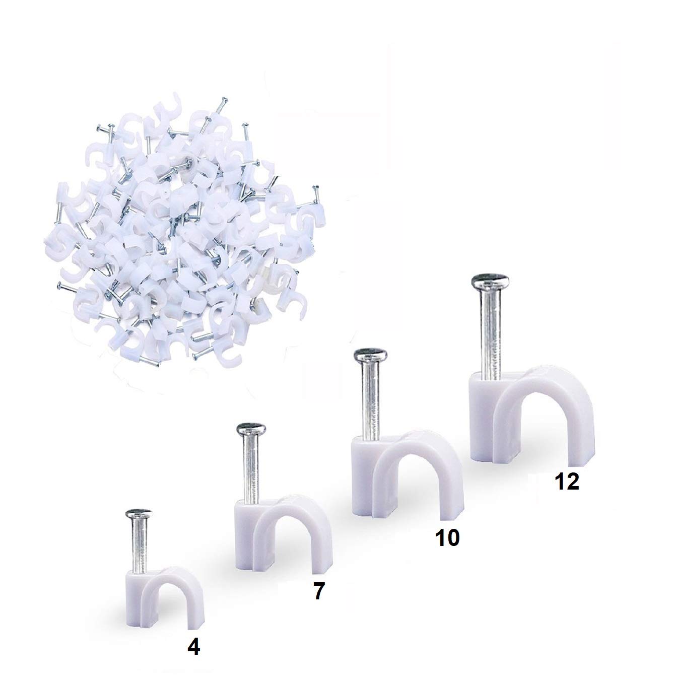 Solid Cable Clips 400pcs – Heavy Duty Wire Holder with Steel Nails for Wall, Baseboard, and Desk – Zinc Plated Wire Organiser for Ethernet, HDMI, Speaker, TV Cables