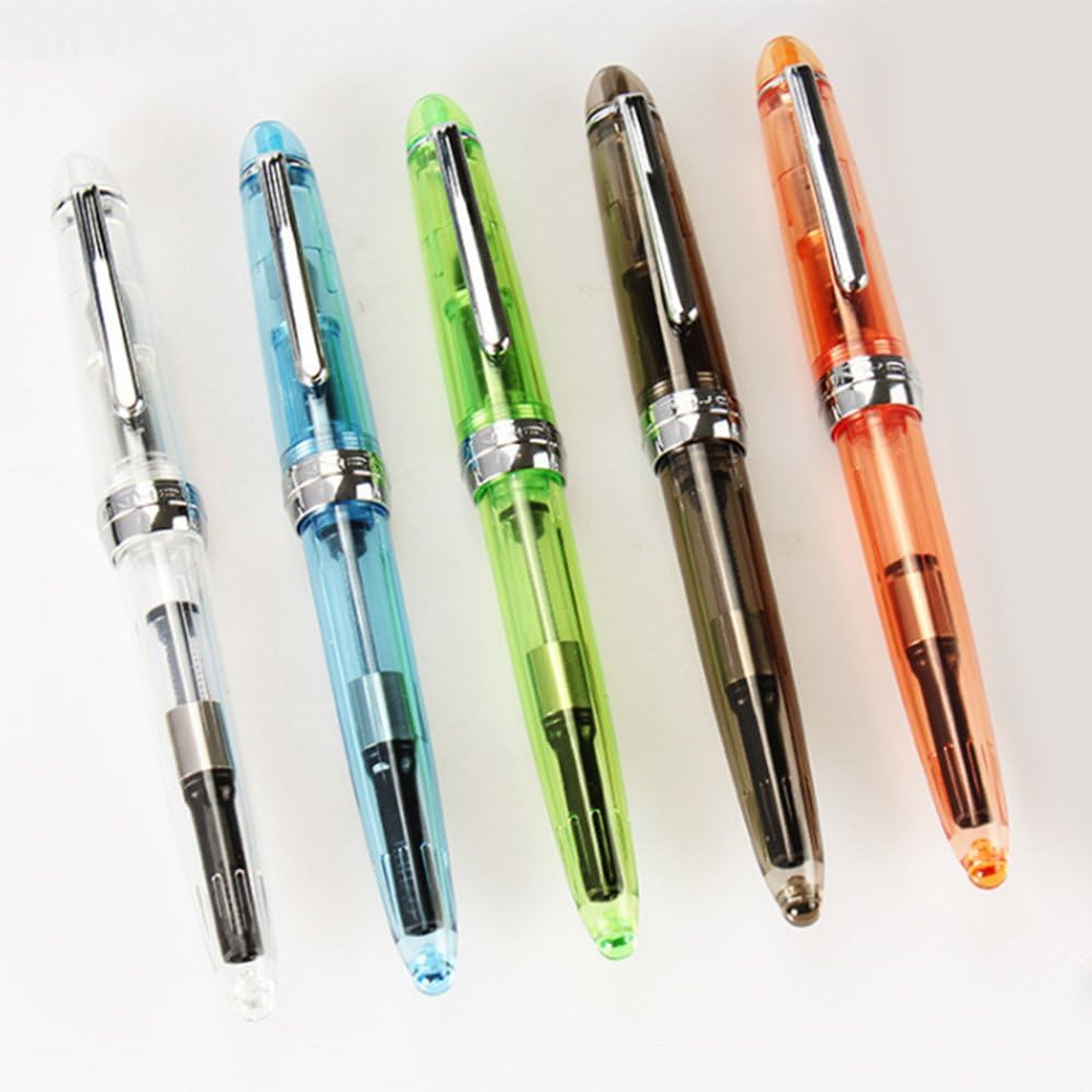 5pcs JINHAO 992 Fine Nib Fountain Pens Transparent Pen Screw Cap