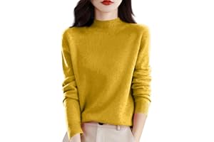 GENERIC Cashmere Sweaters for Women Long Sleeve Mock Neck Merino Wool Sweater 2025 Fall Lightweight Soft Knit Pullover Tops